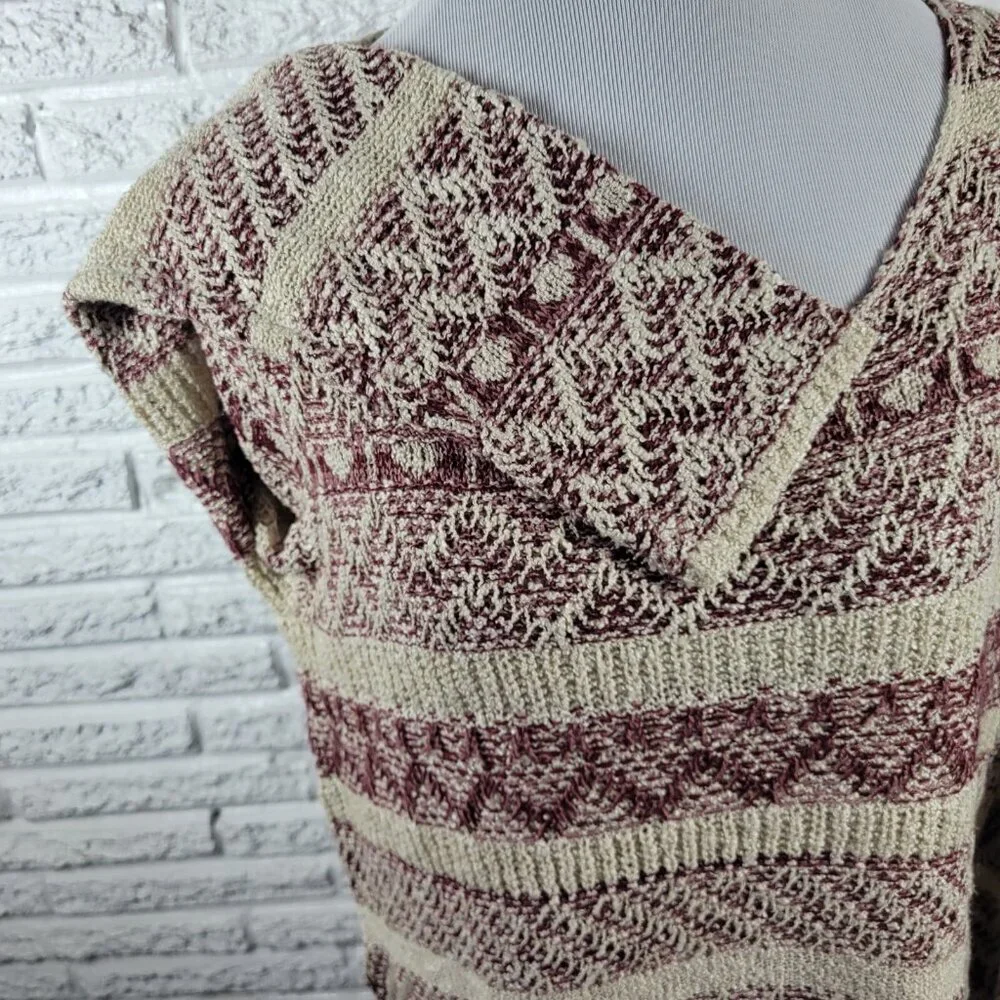 Knox Rose Women's XL Purple Beige Geometric Knit Pullover Sweater GEO183E